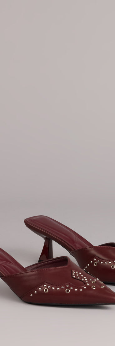 This piece brings trend-right energy to the Grit And Glam Studded Kitten Pumps, perfect for fall outfits that stand out.