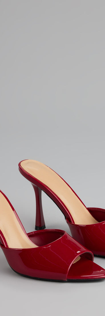 This piece brings trend-right energy to the Gloss Point Patent Stiletto Mules, perfect for fall outfits that stand out.