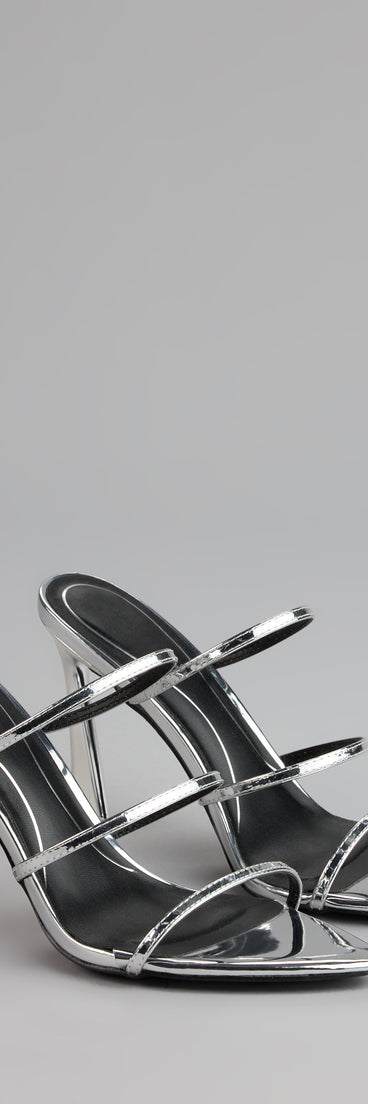 Glow Up Metallic Strappy Stiletto Heels