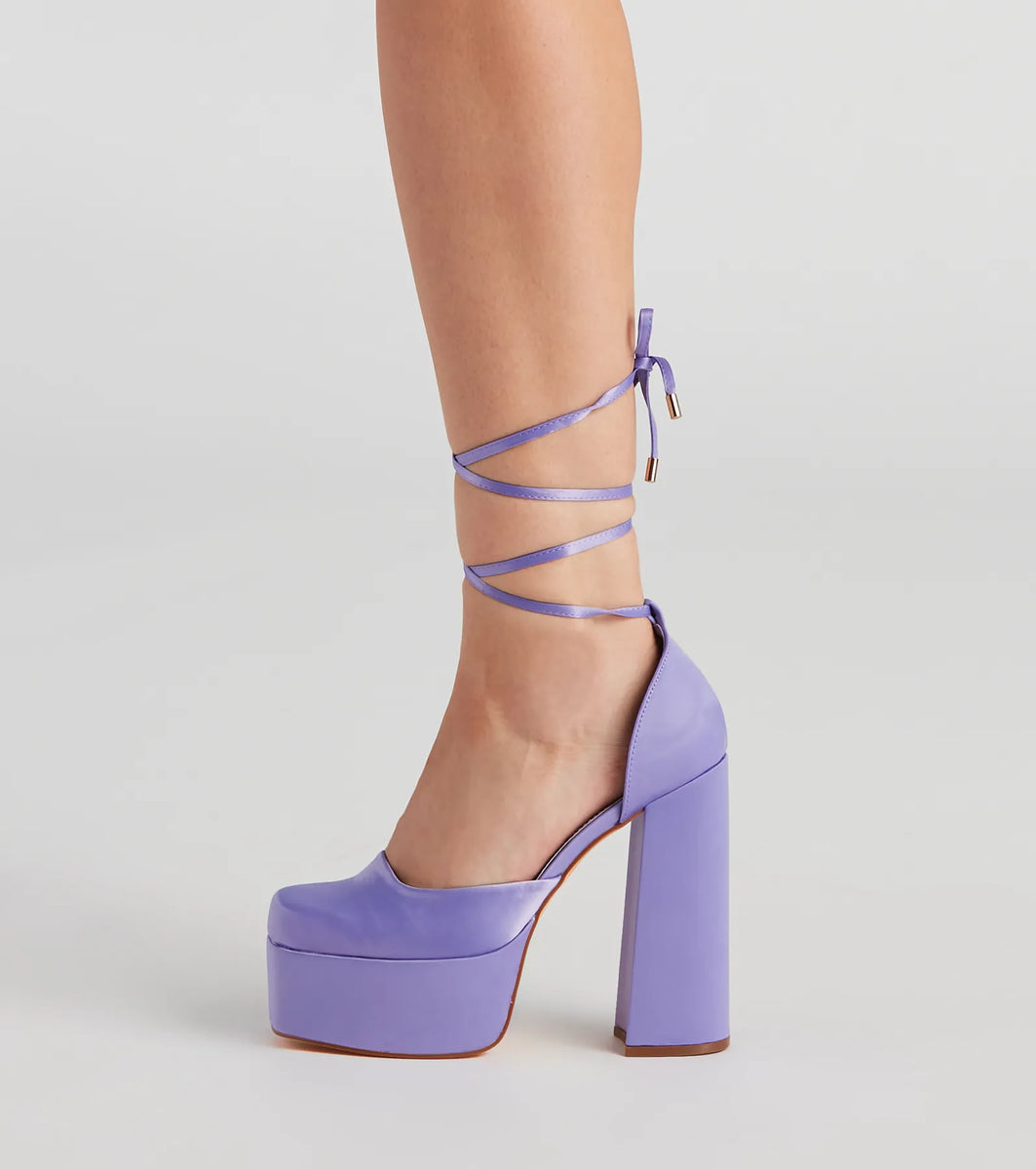 Crash The Party Satin Lace-Up Heels | Windsor