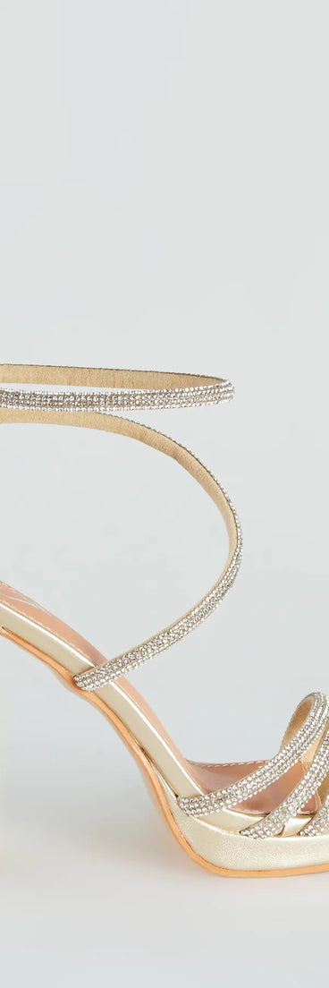 Glam Mode Rhinestone Metallic Platform Heels