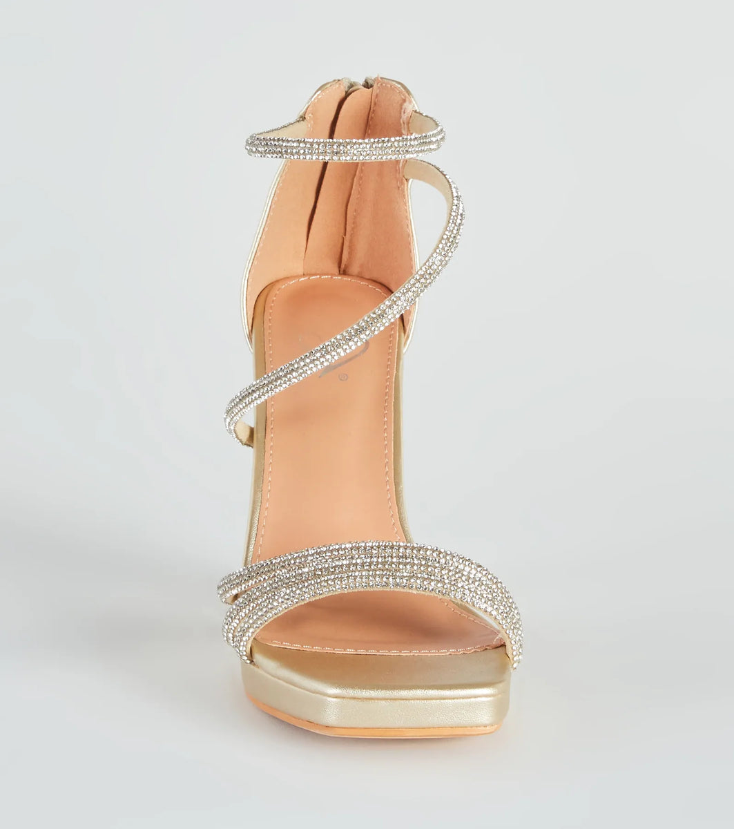 Glam Mode Rhinestone Metallic Platform Heels | Windsor