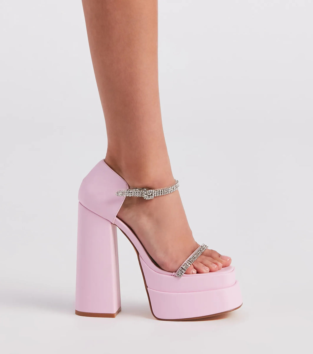 Pretty Girl Walk Rhinestone Platform Heels | Windsor