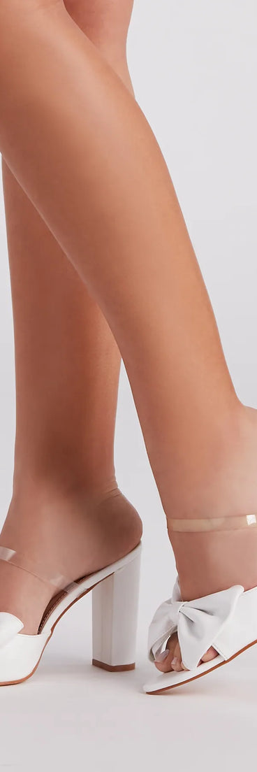 Posh Beauty Bow Block Heel Mules