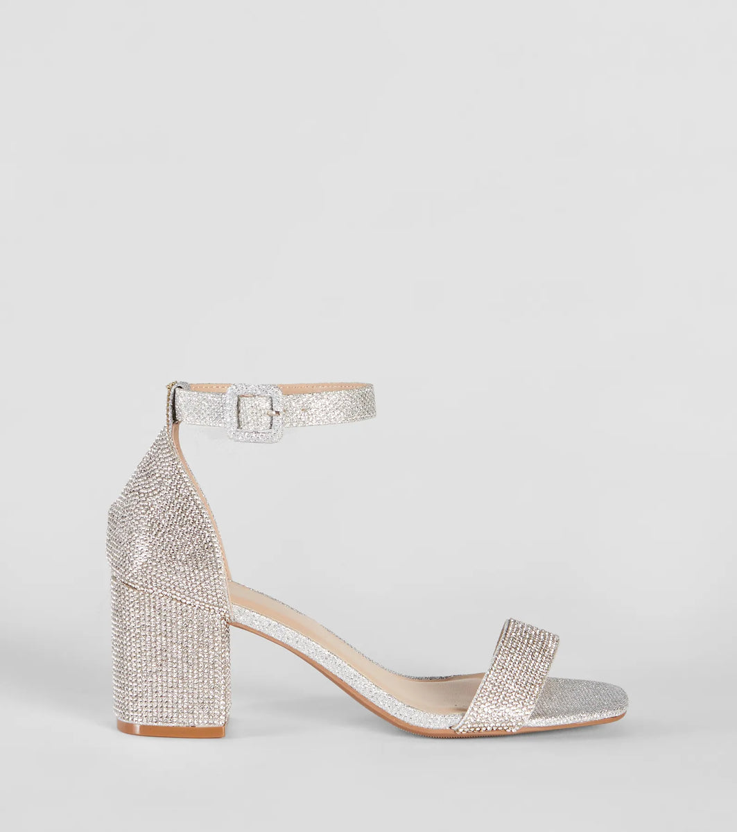 Glitzy Babe Rhinestone Block Heels | Windsor
