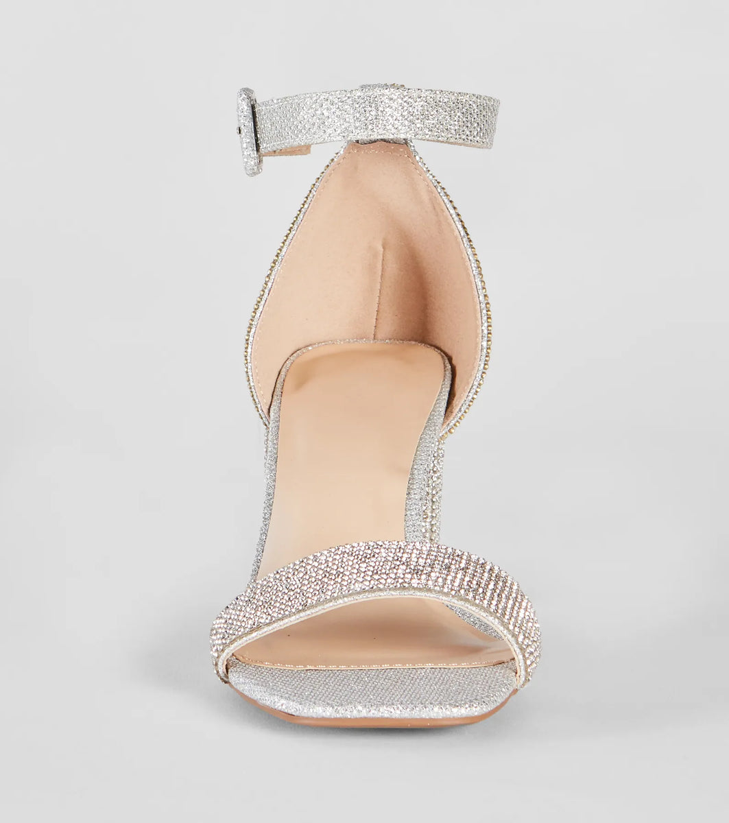 Glitzy Babe Rhinestone Block Heels | Windsor