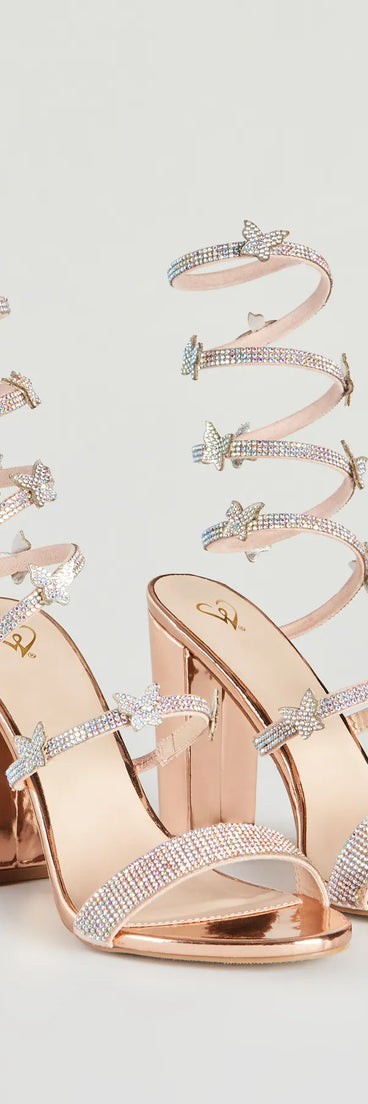 Butterfly Mystique Rhinestone Spiral Heels