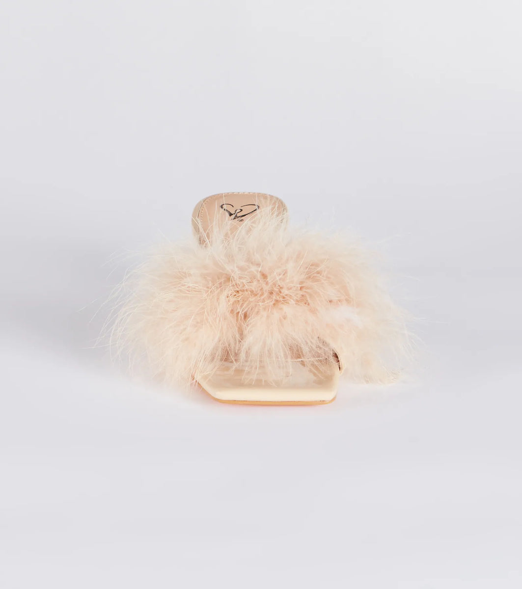marabou kitten heels