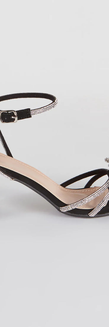 All That Glamour Rhinestone Bow Low-Block Heels