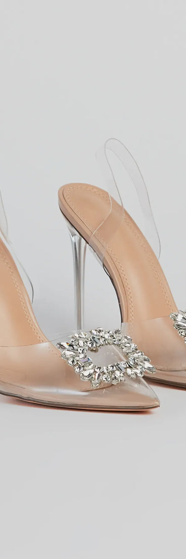 Elegant Luxe Rhinestone Brooch Stiletto Heels