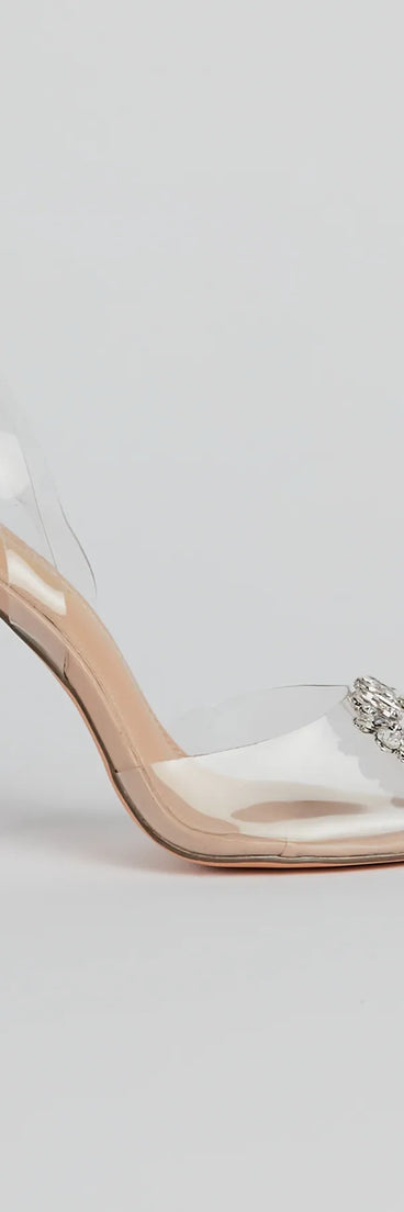 Elegant Luxe Rhinestone Brooch Stiletto Heels