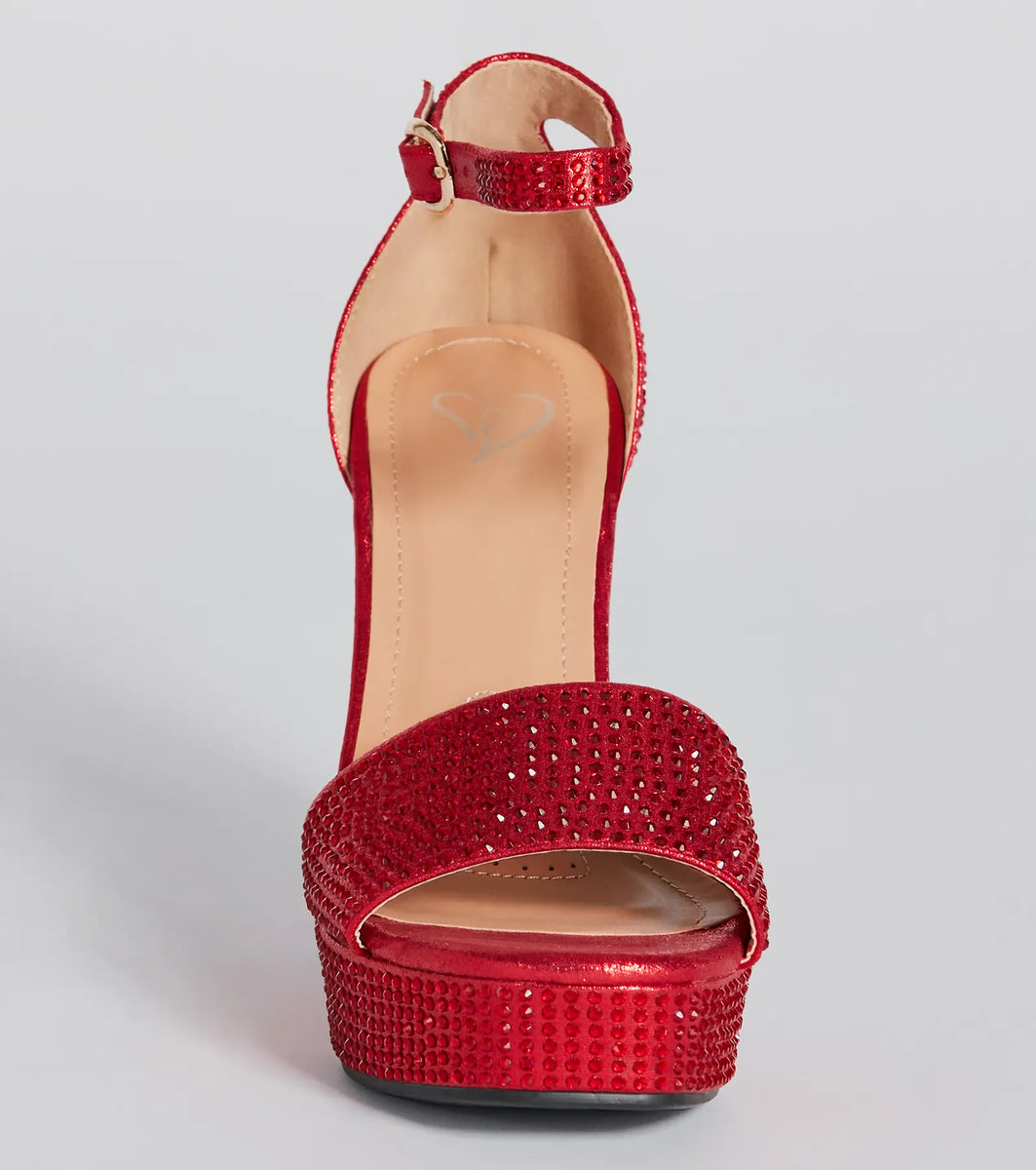 Unparalleled Glam Rhinestone Platform Heels Windsor