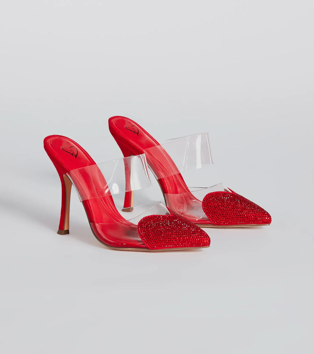 Glam Cutie Rhinestone Heart Stiletto Pumps | Windsor