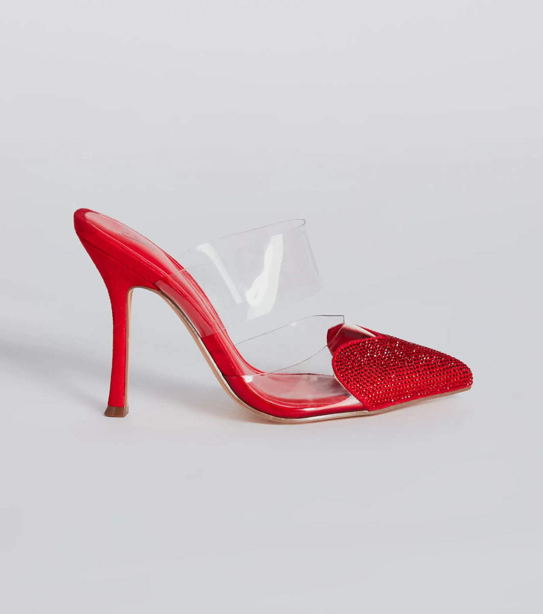 Glam Cutie Rhinestone Heart Stiletto Pumps | Windsor