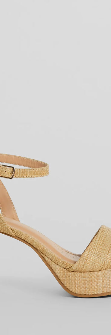 Boho Chic Straw Platform Block Heels