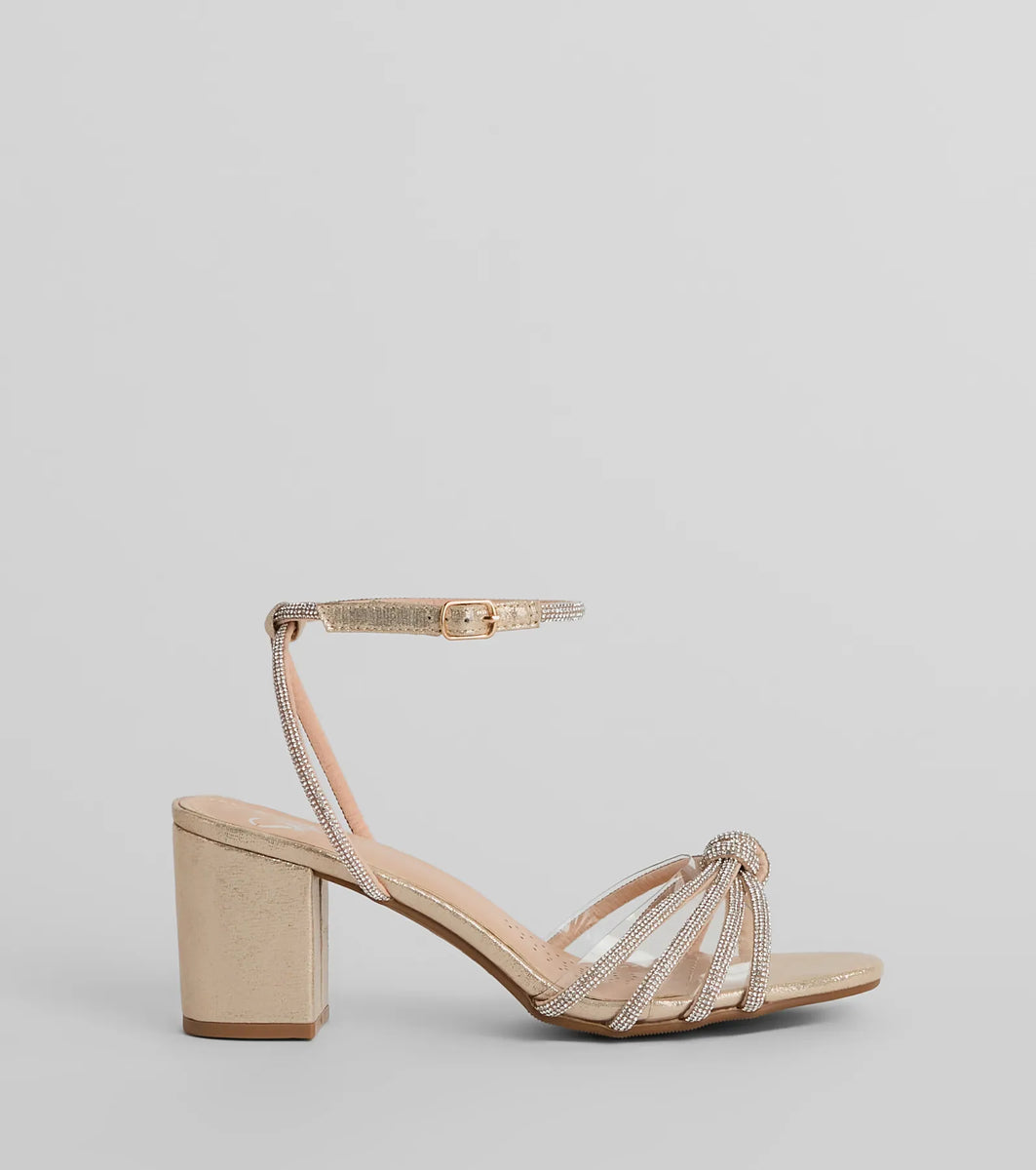 metallic block heels