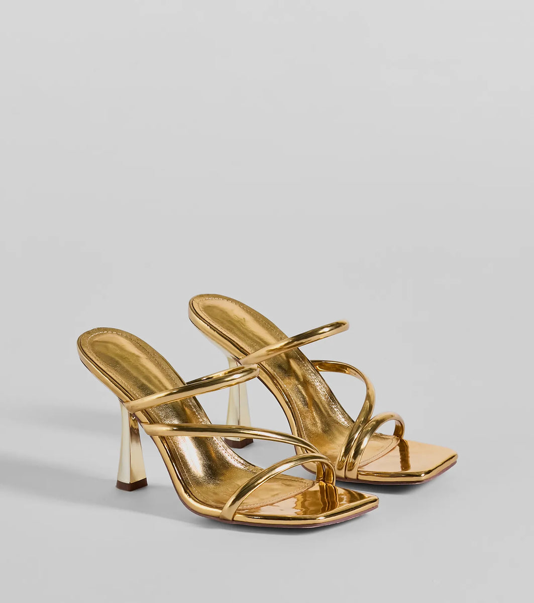 SALE ハイヒール ベージュ Sweeter Than Ever Metallic Bow Block Heels | Windsor