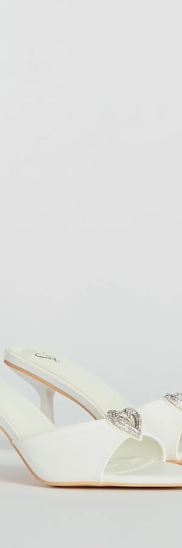 Heart Stopper Rhinestone Faux Leather Stiletto Heels, a trendy white addition to women's going-out outfits, is ideal for Christmas party outfits, chic NYE attire, or winter night-out looks that keep you on-trend!