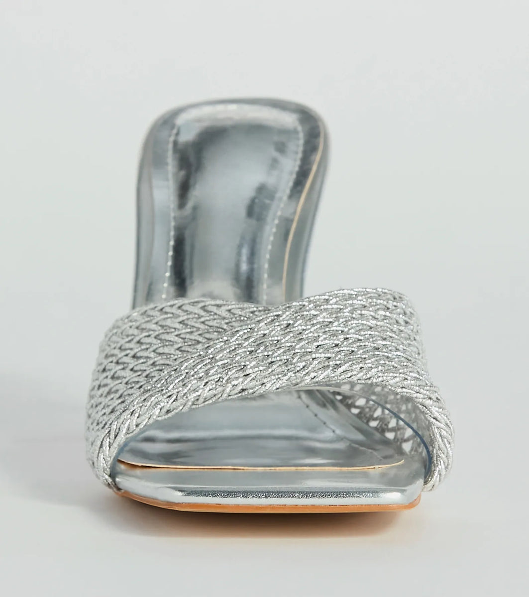 【COLOR iN ID】twisted stiletto mule Fab Statement Twist Strap Metallic Stiletto Mules | Windsor