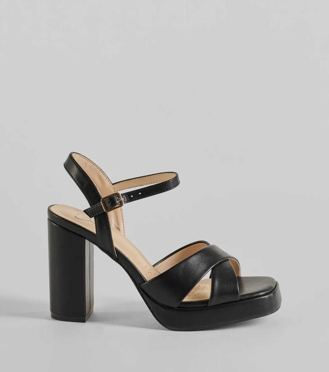 Timeless Treasure Criss-Cross Platform Block Heels & Windsor