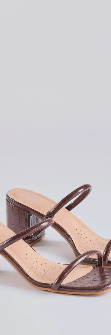 Elevate your work wardrobe with the City Strolls Strappy Faux Leather Block Heels in brown, a versatile women's shoe perfect for the office; that combines style with comfort for seamless desk-to-dinner transitions.