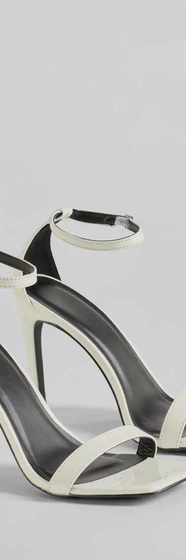 Elevate your work wardrobe with the Style Pop Patent Faux Leather Stiletto Heels in white, a versatile women's shoe perfect for the office; that combines style with comfort for seamless desk-to-dinner transitions.