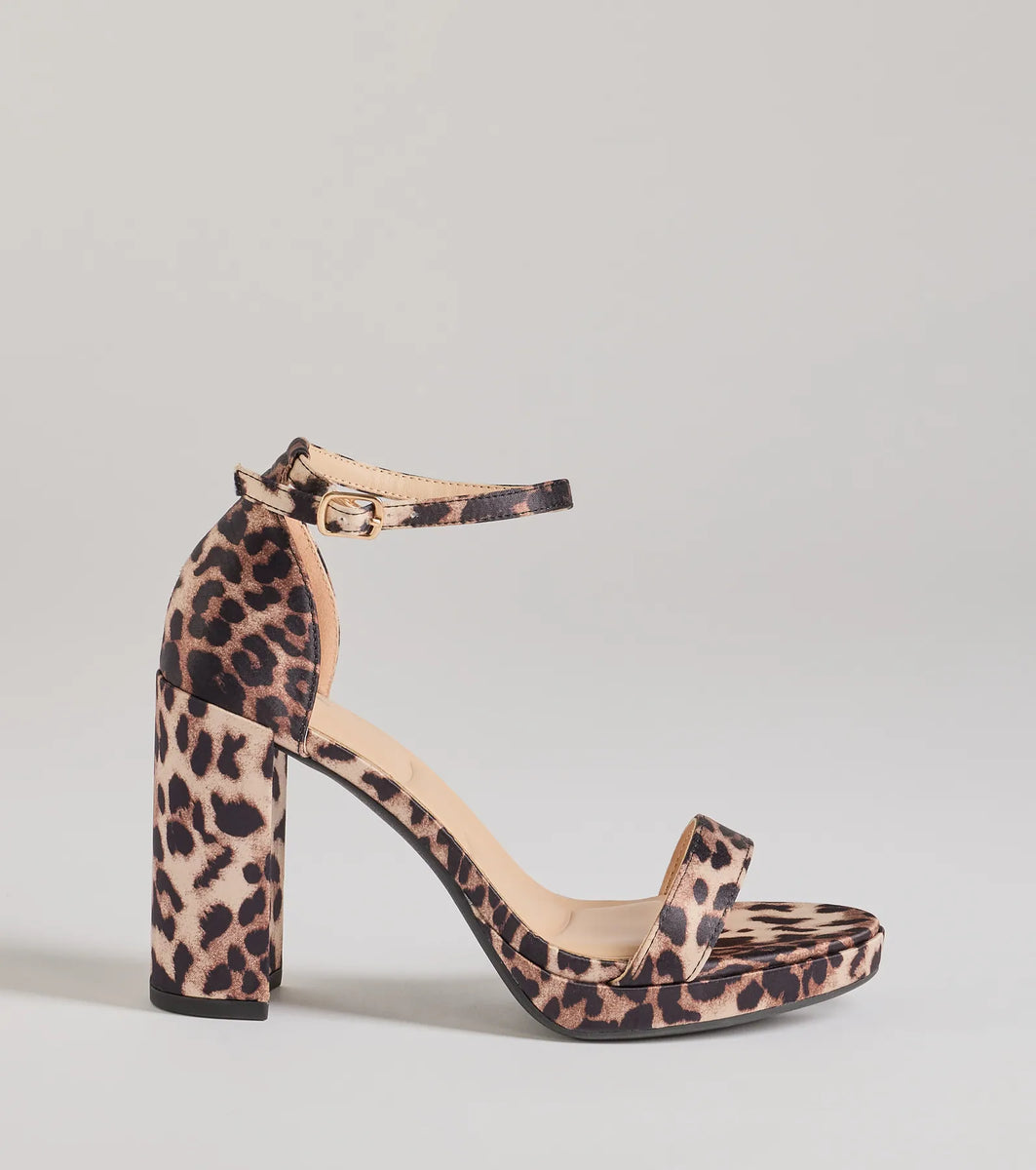 Untamed Glam Leopard Print Block Heels Windsor