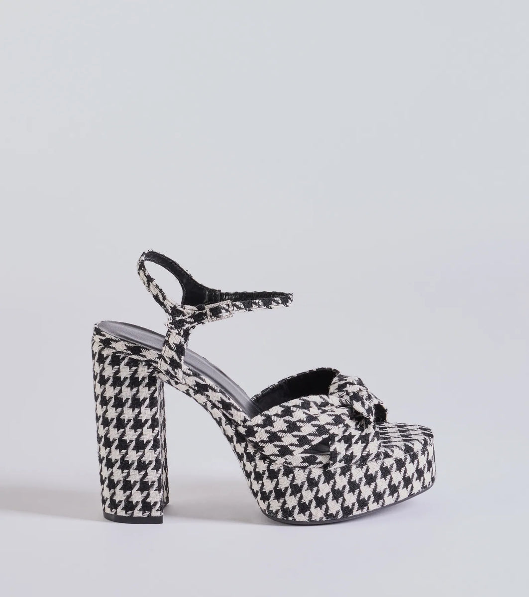 Style Icon Houndstooth Platform Knot Block Heels | Windsor
