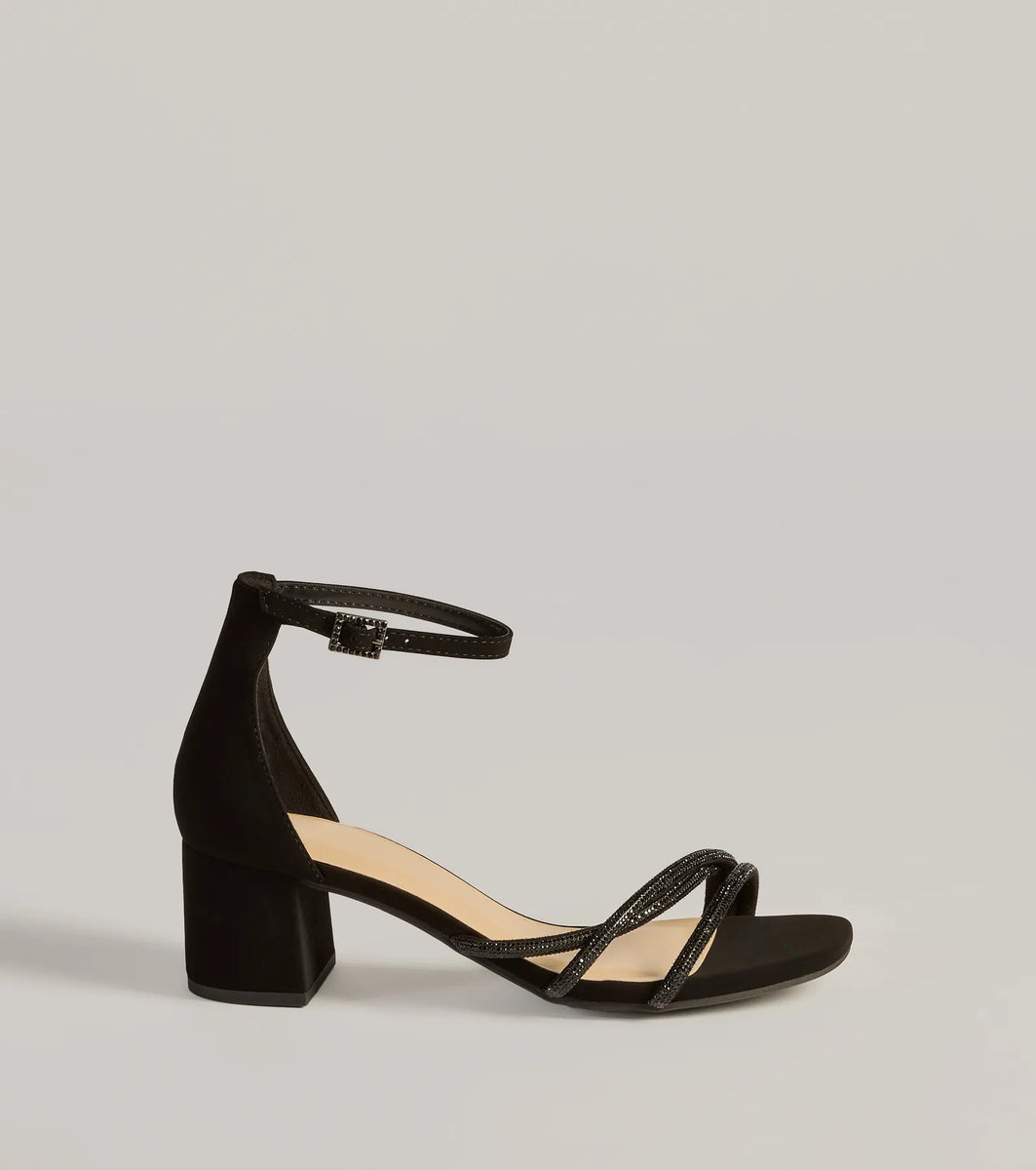 strappy low block heels
