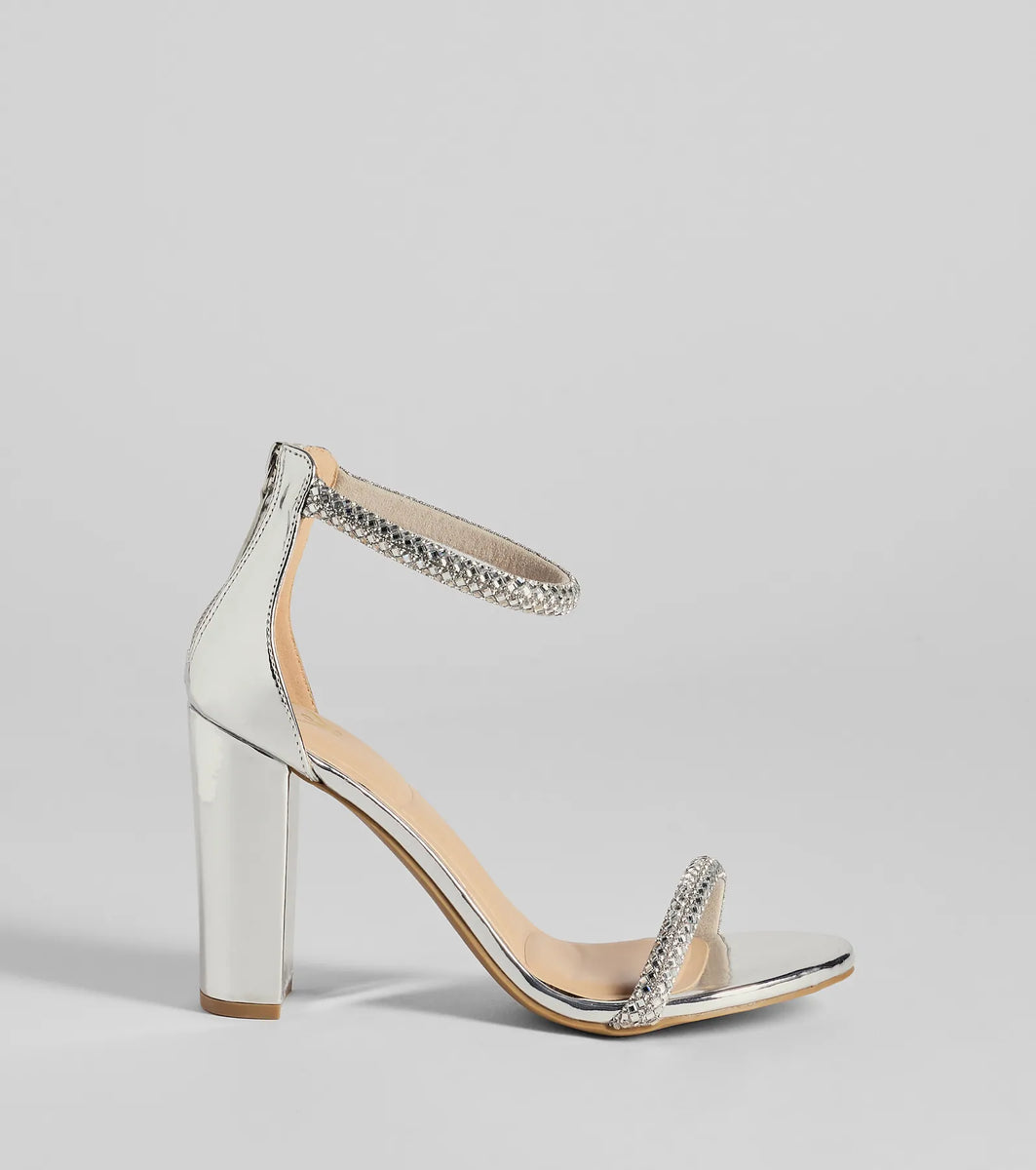 Glam Moves Rhinestone Strap Block Heels | Windsor