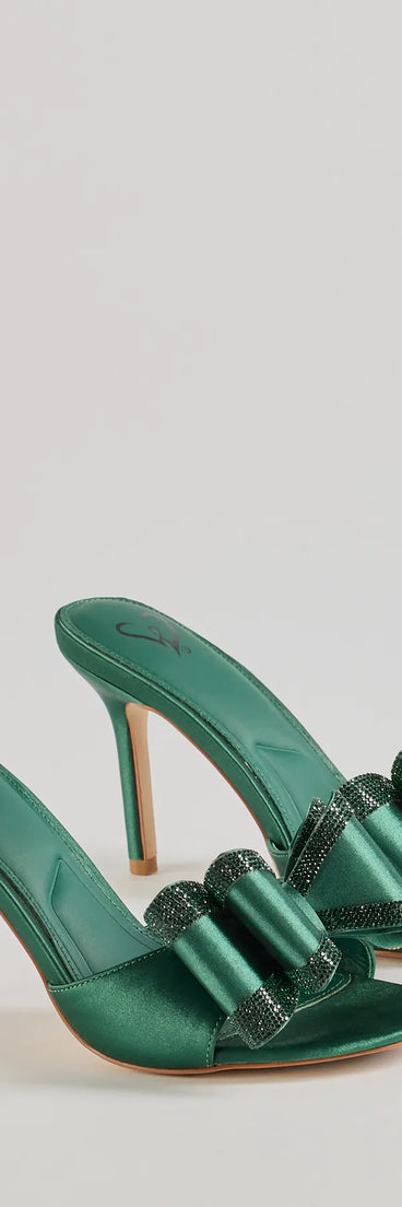 Dazzling Glam Rhinestone Bow Satin Stiletto Heels