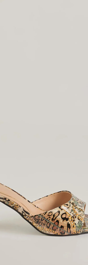 Roaring Luxe Leopard Print Stiletto Mules, a trendy leopard print addition to women's going-out outfits, is ideal for Christmas party outfits, chic NYE attire, or winter night-out looks that keep you on-trend!