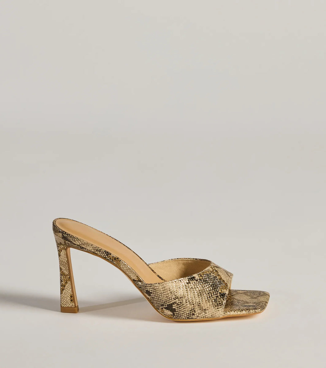 Striking Chic Snake Print Stiletto Mules | Windsor