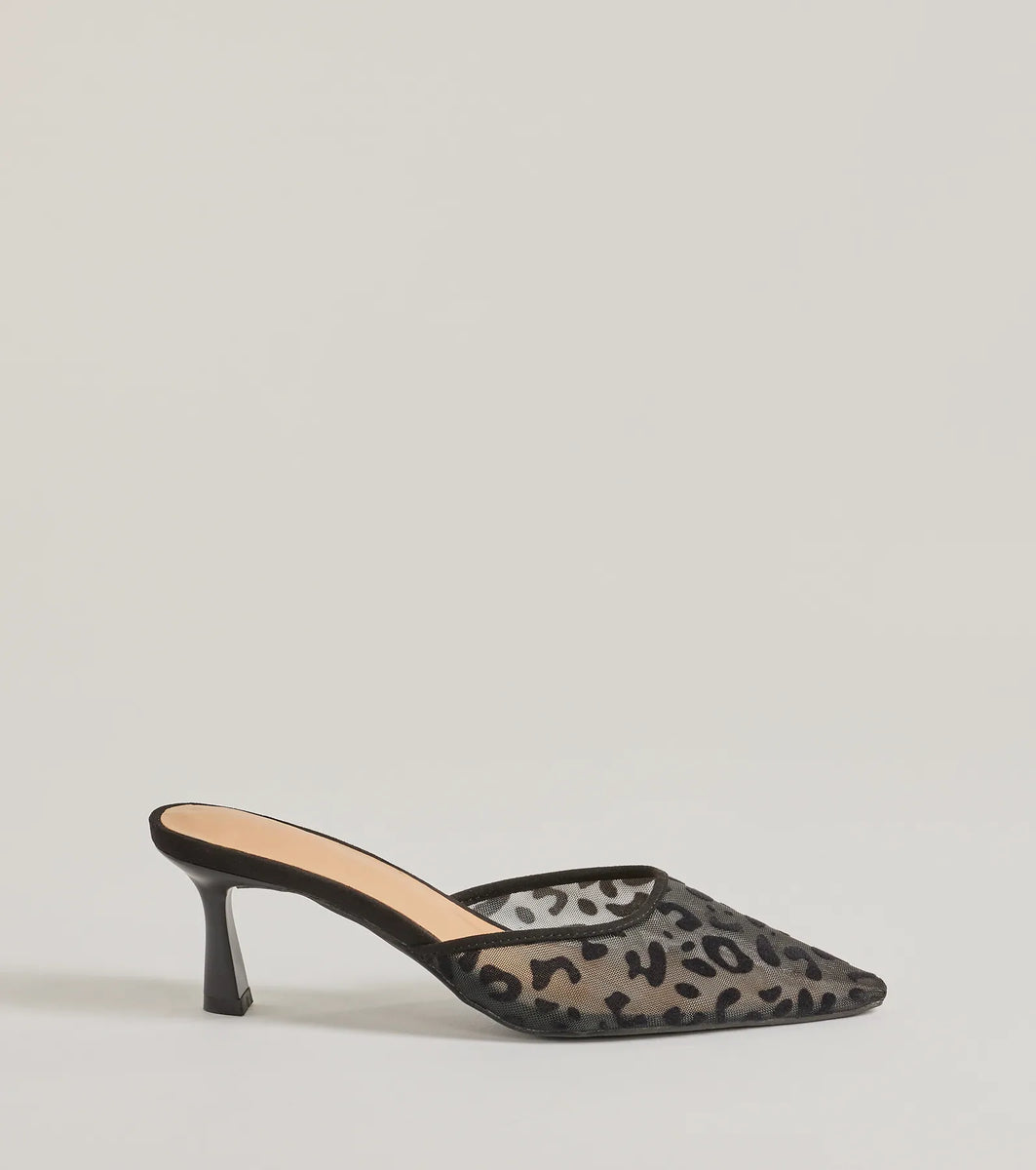 Fierce Moment Leopard Print Kitten Heeled Mules | Windsor