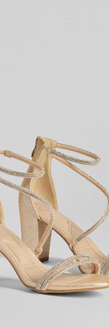 Step Into Glam Rhinestone Glitter Block Heels
