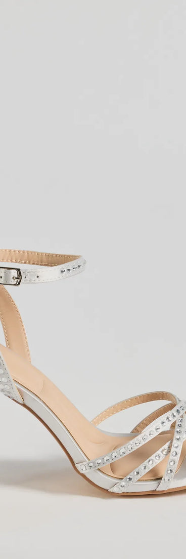 Step Out And Sparkle Rhinestone Strappy Block Heels