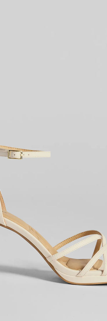 Elevate warm-weather looks with Elevated Strappy Block Heels in ivory, a pair of trendy sandals bringing chic, modern flair to every step.