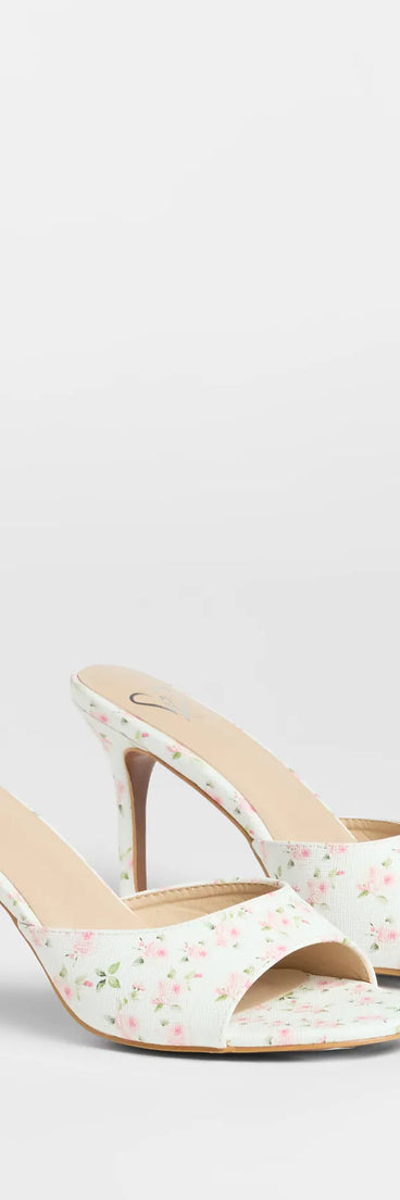 Step into style with the Flourishing Rose Floral Stiletto Mules, multi-color heels made to complete your Windsor look with comfort and glam in mind.