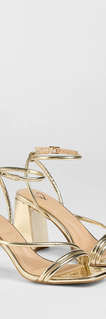 Step into style with the Get That Glow Metallic Block Heels, gold heels made to complete your Windsor look with comfort and glam in mind.