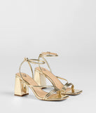 Step into style with the Get That Glow Metallic Block Heels, gold heels made to complete your Windsor look with comfort and glam in mind.