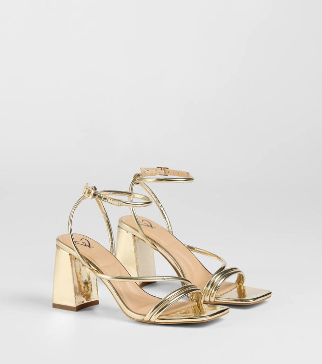 Step into style with the Get That Glow Metallic Block Heels, gold heels made to complete your Windsor look with comfort and glam in mind.