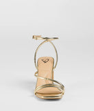 Turn heads in the Get That Glow Metallic Block Heels, gold heels showcasing a fresh trend or stylish detail made to elevate your full Windsor fit.