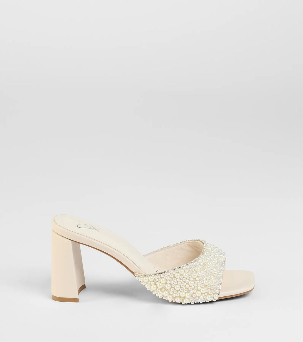 Classy And Cute Faux Pearl Block Heels | Windsor
