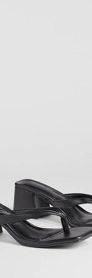 Step into style with the Elevated Chic Thong-Strap Mules, black heels made to complete your Windsor look with comfort and glam in mind.
