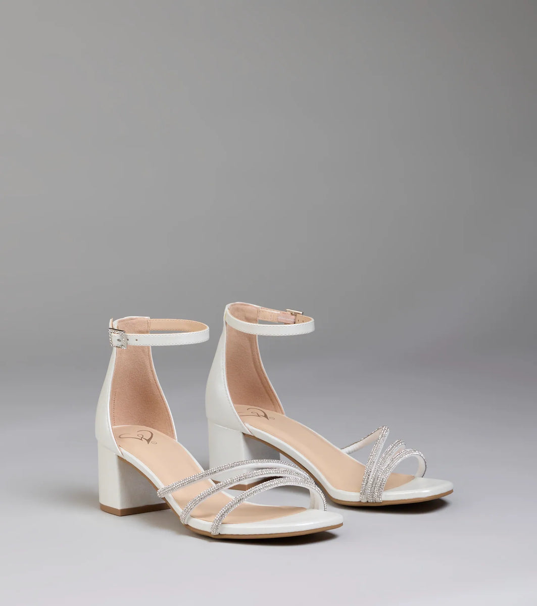 はらみちきん Ultra Luxe Rhinestone Short Block Heels | Windsor