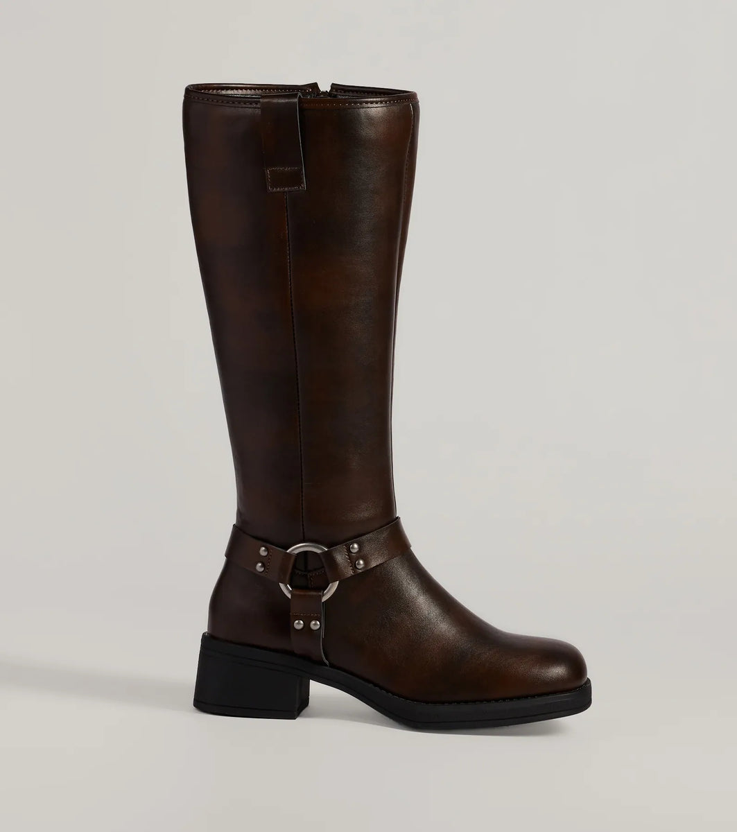 ダウンジャケット・コート Central Brown Leather Riding Boots Michael Kors Stockard Tall Leather Riding Boots | eBay