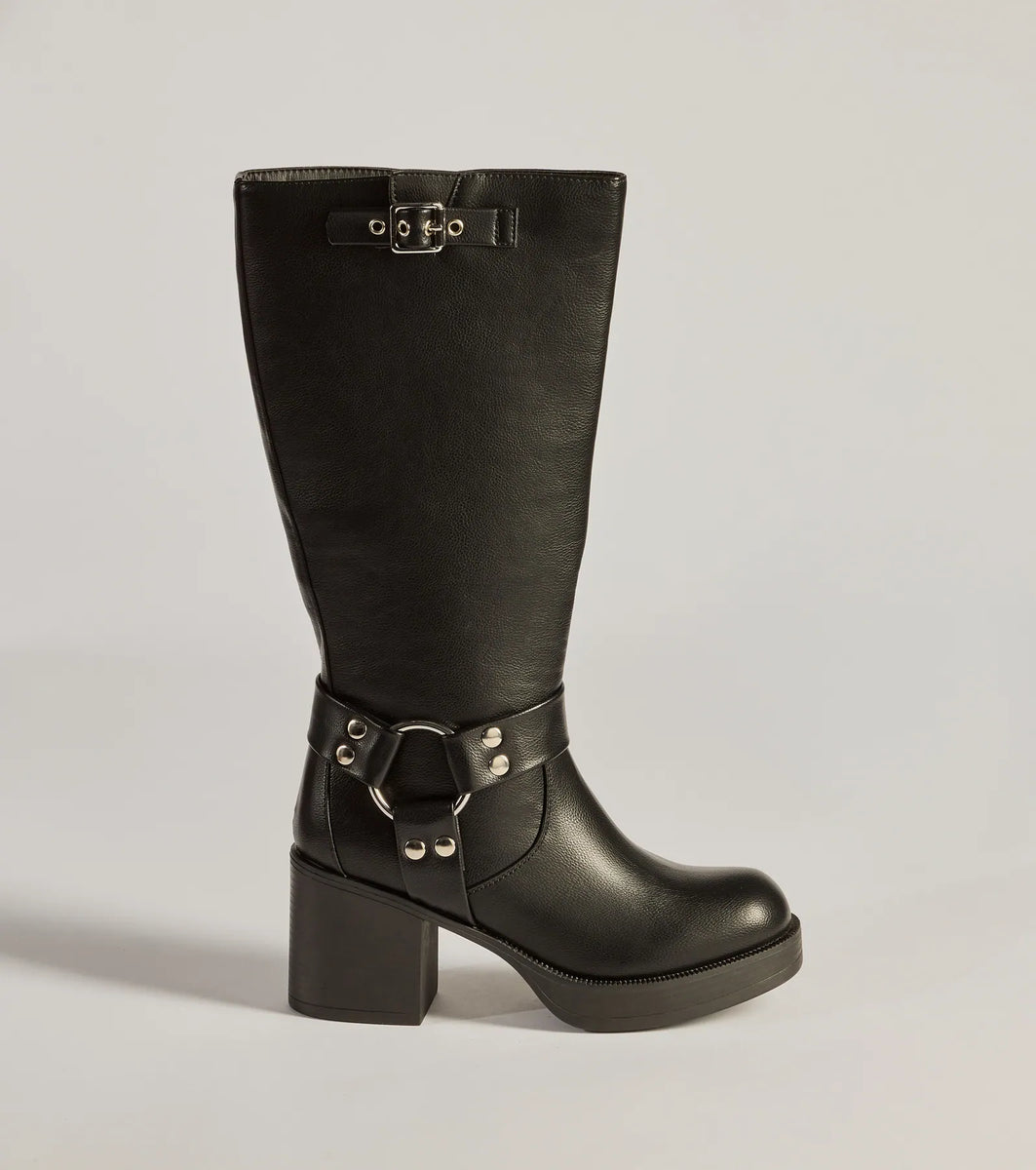 Sleek Strut Under-The-Knee Moto Boots | Windsor