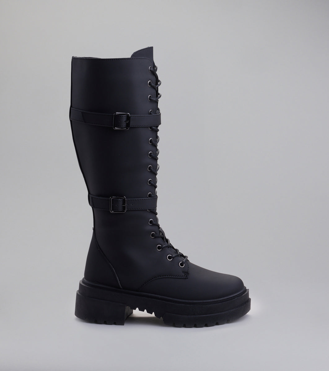 Serve and Slay Under The Knee Combat Boots | Windsor