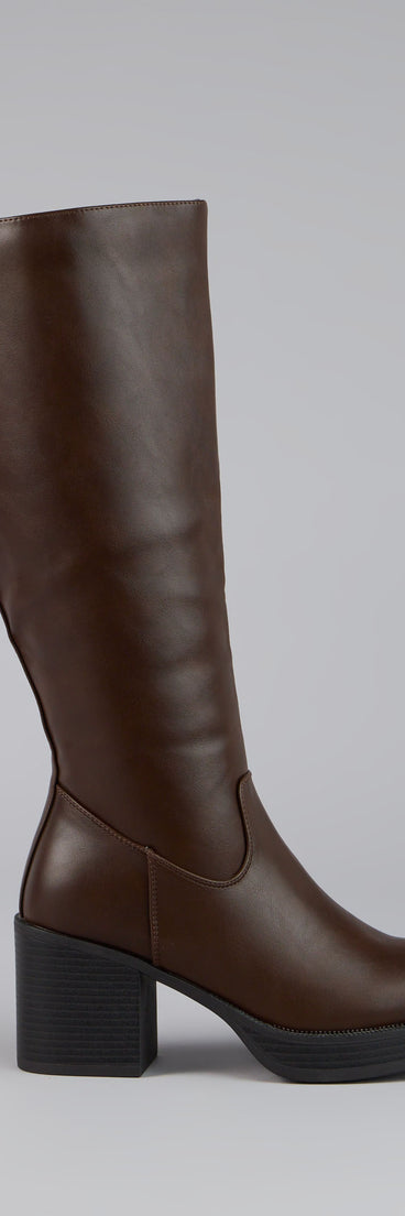 This piece brings trend-right energy to the Retro Rise Knee High Platform Boots, perfect for fall outfits that stand out.