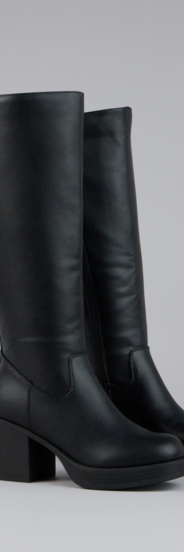 This piece brings trend-right energy to the Steppin Up Block Heel Knee High Boots, perfect for fall outfits that stand out.